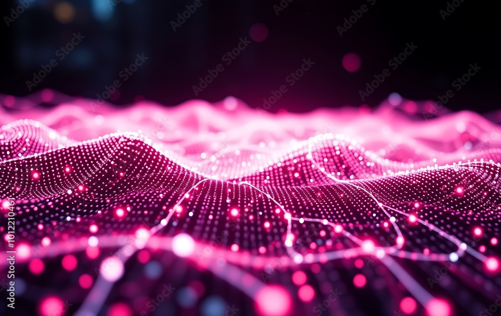 Poster digital cyberspace with particles and digital data network connections concept.