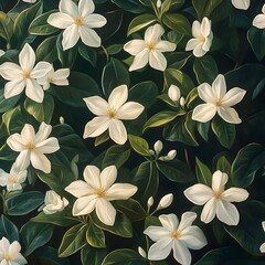 Fototapeta premium Captivating Star Jasmine Flowers in Blooming Spring Garden image