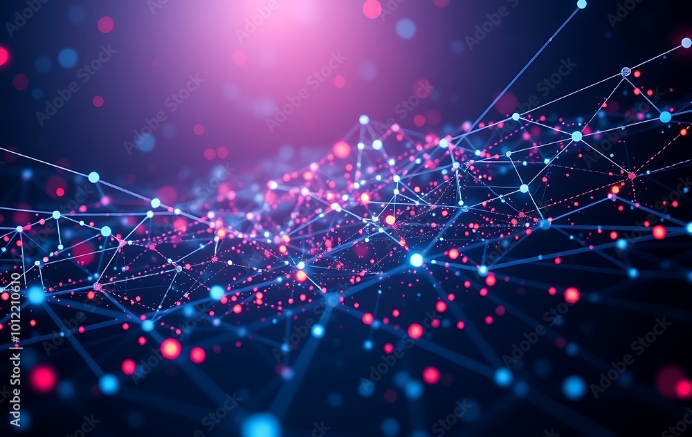 Aufkleber digital cyberspace with particles and digital data network connections concept.