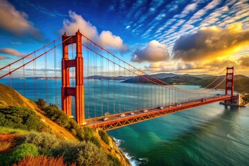 Fototapeta premium Exploring the Structural Design and Type of the Iconic Golden Gate Bridge in San Francisco, California