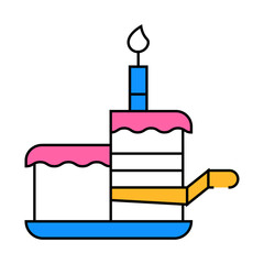 cake birthday dessert line icon vector. cake birthday dessert sign. isolated symbol illustration