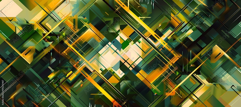 Aufkleber bold and harmonious fusion of green and yellow geometry creating a striking abstract canvas with sym