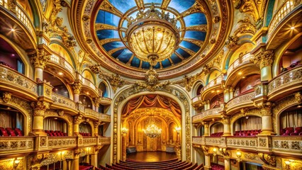Obraz premium Exquisite golden rondelle theater with intricate architecture and vibrant decorative elements