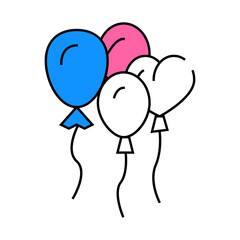 air balloons birthday decoration line icon vector. air balloons birthday decoration sign. isolated symbol illustration