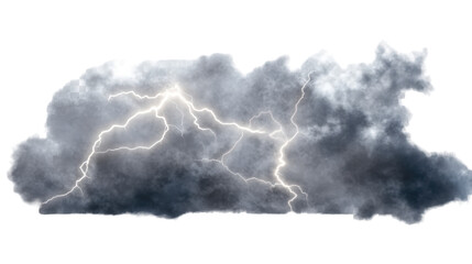 Thunderstorm Fury: Dramatic Lightning Strike Illuminates Dark Storm Cloud. Powerful Electric Discharge Pierces Through Turbulent Sky, Symbolizing Nature's Raw Energy and Atmospheric Phenomenon.