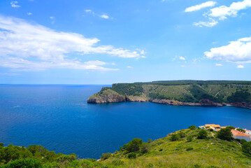 Obraz premium Cala Montgó seen from the Mirador de Punta Montgó, beautiful bay of the Mediterranen Sea near L'Escala, Girona, Catalonia, Costa Brava, Spain