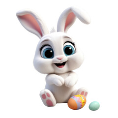 Joyful Rabbit Holding Ball with Egg Food for Cute Illustrations