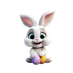 Fototapeta premium Playful Rabbit with Ball and Egg Food for Joyful Designs