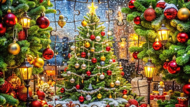 Festive Christmas Spot the Difference Puzzle with Holiday Decorations and Cheerful Imagery