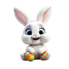 Joyful Rabbit Holding Ball with Egg Food for Creative Designs