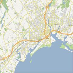 Fototapeta premium Map of Bridgeport in Connecticut in a normal road map style. Contains layered vector with roads water, parks, etc.