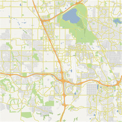 Map of Centennial in Colorado in a normal road map style. Contains layered vector with roads water, parks, etc.