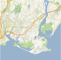 Map of Stratford in Connecticut in a normal road map style. Contains layered vector with roads water, parks, etc.