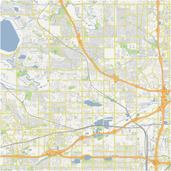 Obraz premium Map of Westminster in Colorado in a normal road map style. Contains layered vector with roads water, parks, etc.