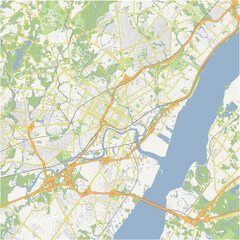 Map of Wilmington in Delaware in a normal road map style. Contains layered vector with roads water, parks, etc.