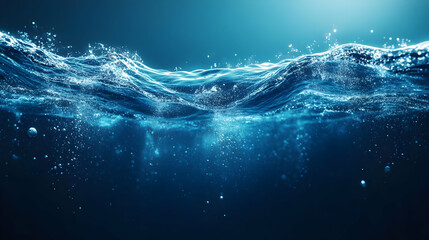 Deep Blue Water Surface with Bubbles - 3d Illustration