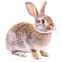 Obraz premium Cute rabbit with soft fur and bright eyes, isolated on a white background. isolated on transparent background.