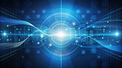 Abstract technology network with glowing nodes and lines. Modern and sophisticated background for banners, posters and social media.