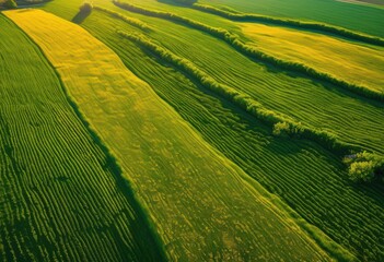Fototapeta premium breathtaking aerial view lush green fields captured showcasing beauty vibrant colors patterns, drone, shot, landscape, nature, greenery, agriculture