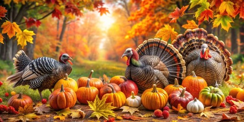 Free Printable Thanksgiving Clip Art Featuring Autumn Leaves, Turkeys, Pumpkins, and Harvest Themes