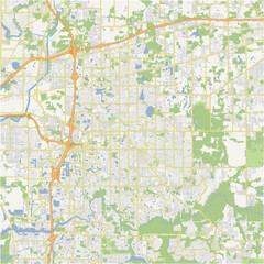 Map of Brandon in Florida in a normal road map style. Contains layered vector with roads water, parks, etc.