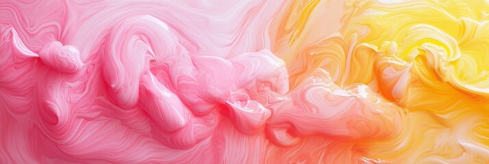 Fototapeta premium pink and yellow paint swirl 