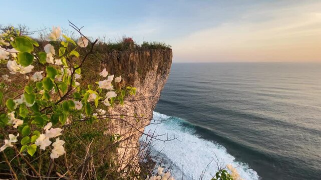 Panoramic view of Karang Boma cliff, near Uluwatu beach and Nyang Nyang beach, overlooking the Bali sea, Bali island, Indonesia.