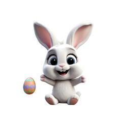 Obraz premium Playful Rabbit Holding a Ball with Egg Food