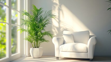 White armchair in a bright room