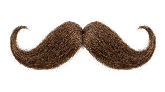 A stylish brown mustache displayed on a white background for fun and fashion trends