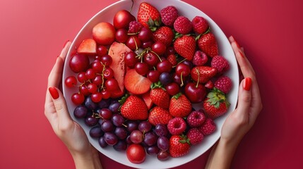Vibrant fruit platter with berries and apples