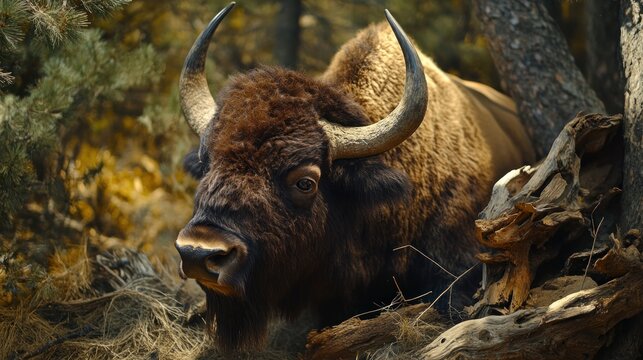 Fototapeta Close-up Portrait of a Majestic Bison