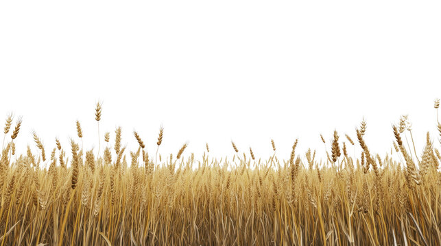 Golden wheat field ready for harvest under a bright sky during late summer afternoon