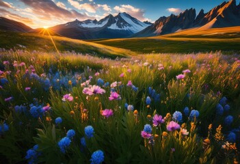 Obraz premium stunning vibrant landscapes highlighting colorful transformations through vivid hues spectacular scenery, breathtaking, nature, mountain, hill, valley