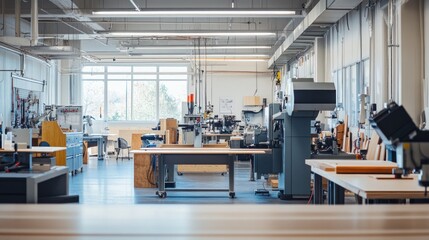 Fototapeta premium Workshop Interior with Machinery