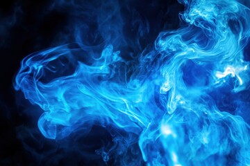 Obraz premium Abstract Blue Smoke Swirls and Patterns on a Black Background