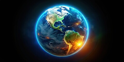 Glowing Earth Symbol on a Dark Background Representing Global Connection and Environmental Awareness