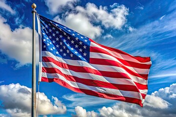 Obraz premium Gray American Flag Waving in the Wind, Symbolizing Patriotism and National Pride in a Modern Style