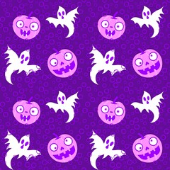 Halloween cute pumpkins seamless monsters pattern for wrapping paper and fabric