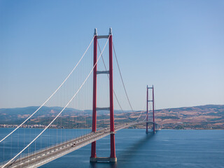 1915 Canakkale Bridge (1915 Canakkale Koprusu) Drone Photo, Eceabat Canakkale, Turkiye (Turkey)