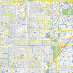 Map of Margate in Florida in a normal road map style. Contains layered vector with roads water, parks, etc.