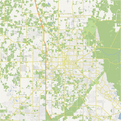 Fototapeta premium Map of Ocala in Florida in a normal road map style. Contains layered vector with roads water, parks, etc.