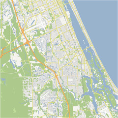 Fototapeta premium Map of Port Orange in Florida in a normal road map style. Contains layered vector with roads water, parks, etc.