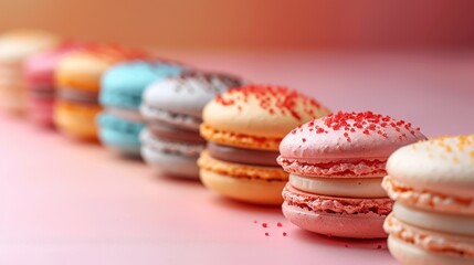 Fototapeta premium colorful macarons on pastel background