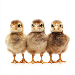 yellow chickens isolated on white background