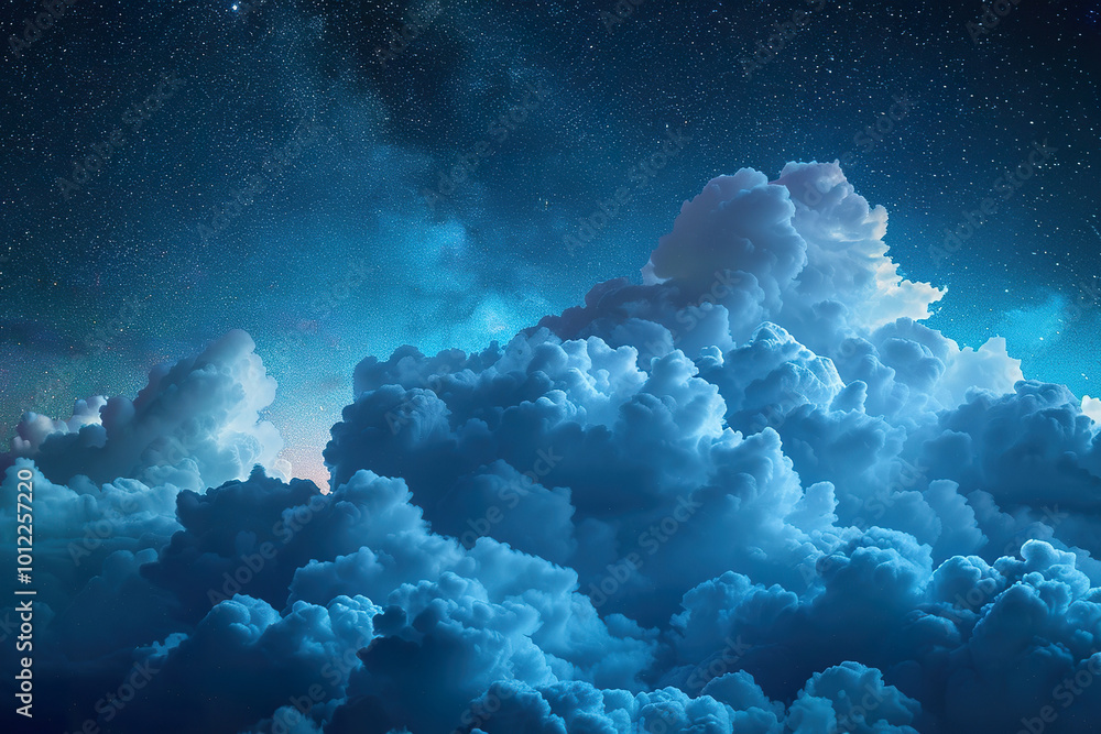 Wall mural the sky is filled with clouds and stars. generative ai.,