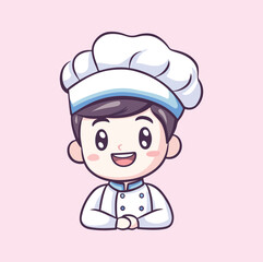 Cute man chef cartoon mascot illustration