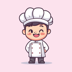 Cute man chef cartoon mascot illustration