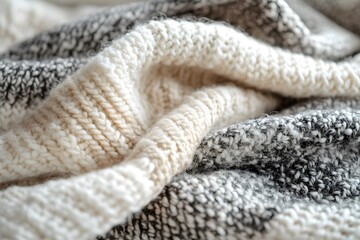 Close-up of textured knitted woolen fabric
