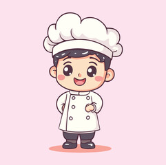 Obraz premium Cute man chef cartoon mascot illustration